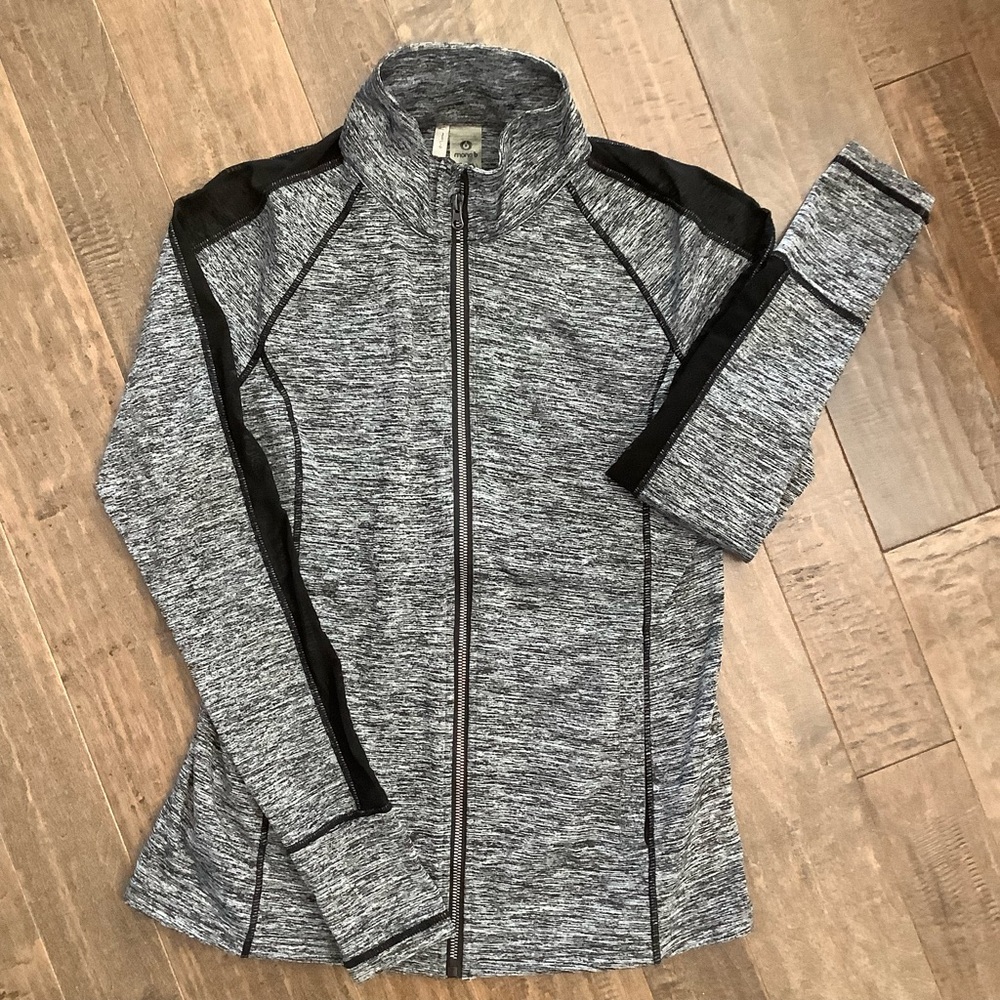 Mono b Full Zip Up, Size L, Black, White, Gray tones
